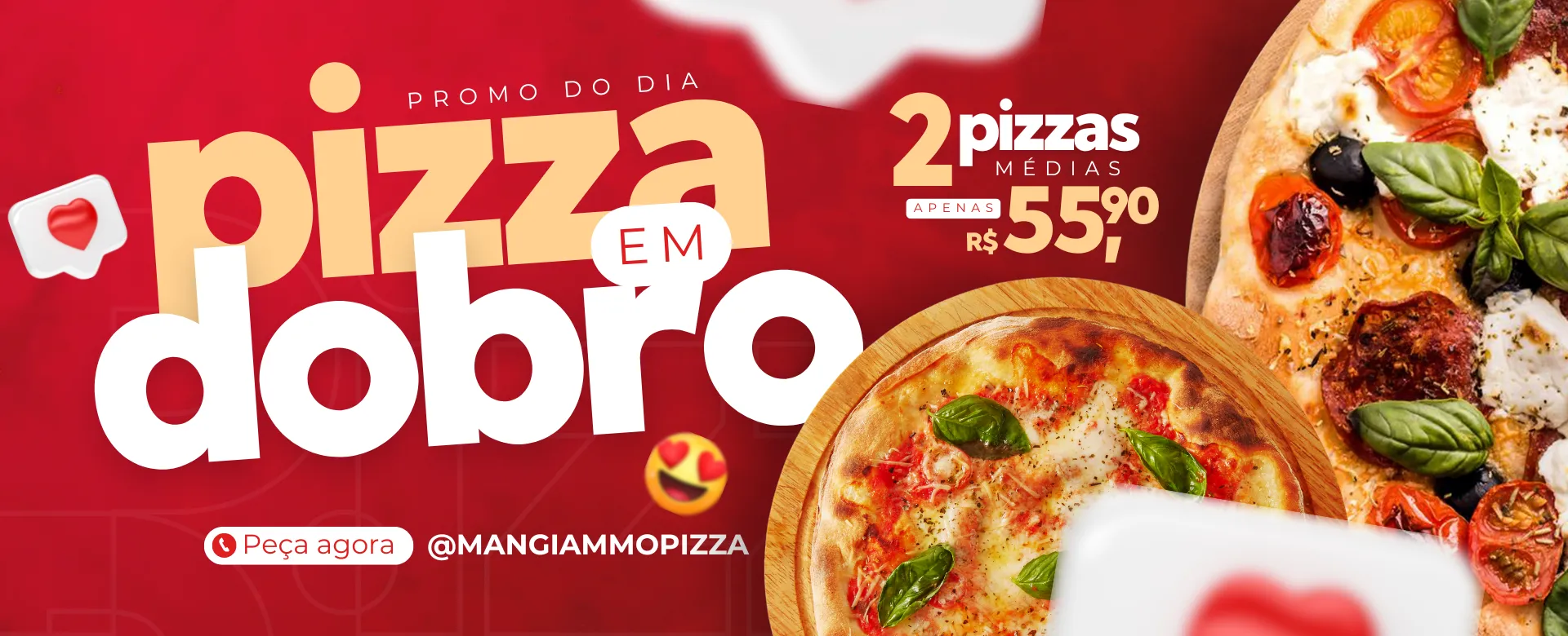 Banner promocional de pizza